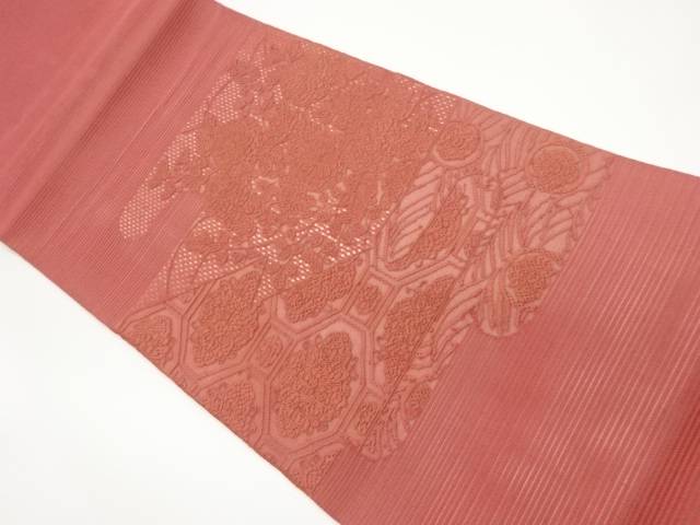絽綴れ蜀江文に菊模様刺繍袋帯【中古】【着】 宗sou