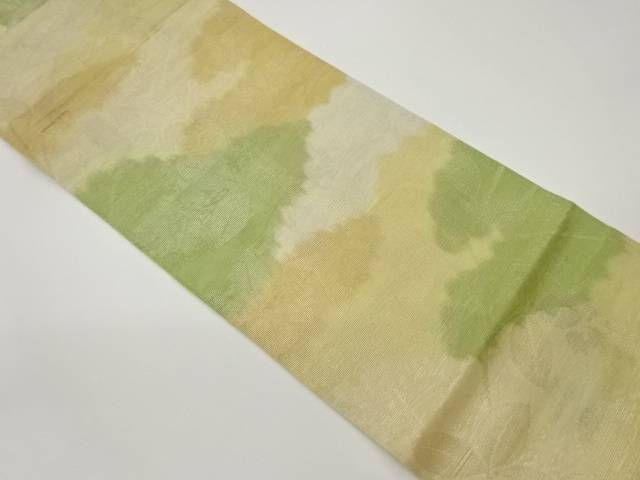 紗 草葉模様織出し袋帯【中古】【着】 宗sou
