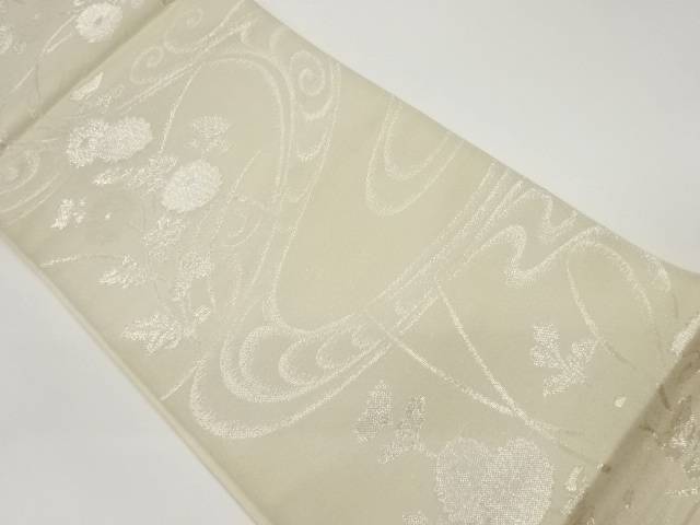 紗 流水に菊模様織出し袋帯【中古】【着】 宗sou