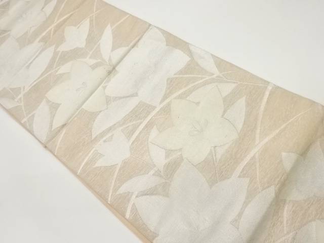 紗 桔梗に芝模様織出し袋帯【中古】【着】 宗sou