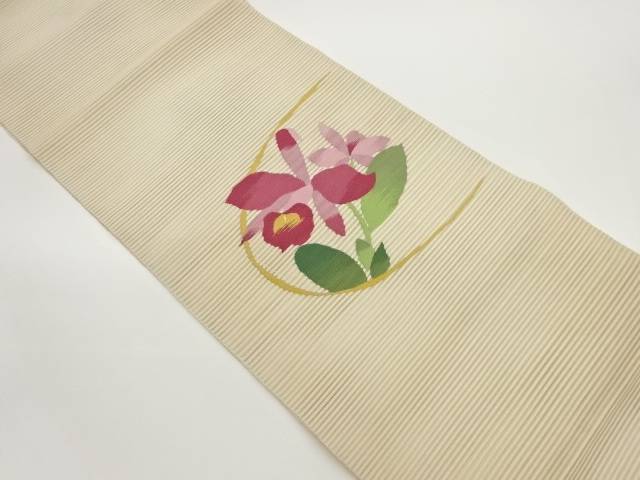 絽綴れ花葉模様織出し名古屋帯【中古】【着】 宗sou