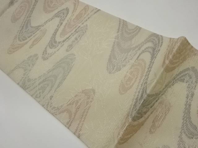 紗 流水に笹模様織出し袋帯【中古】【着】 宗sou