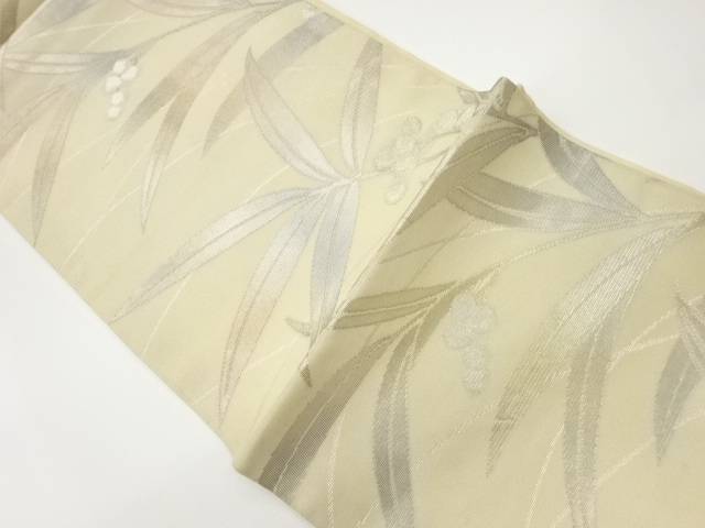 紗 南天模様織出し開き名古屋帯（額縁仕立て）【中古】【着】 宗sou