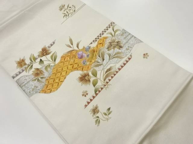 金彩螺鈿草花模様名古屋帯【中古】【着】 宗sou