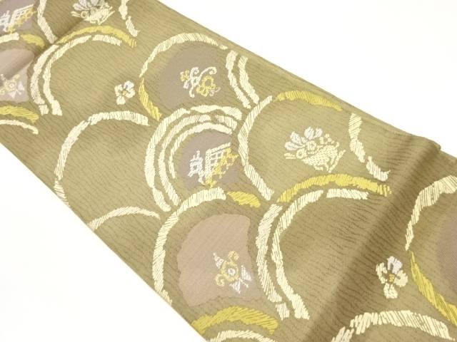青海波に有栖川・花兎金襴模様織出し袋帯【中古】【着】 宗sou