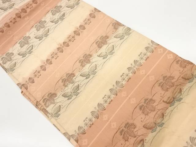 横段に桐・蝶・抽象模様織出し名古屋帯【中古】【着】 宗sou 9,324円
