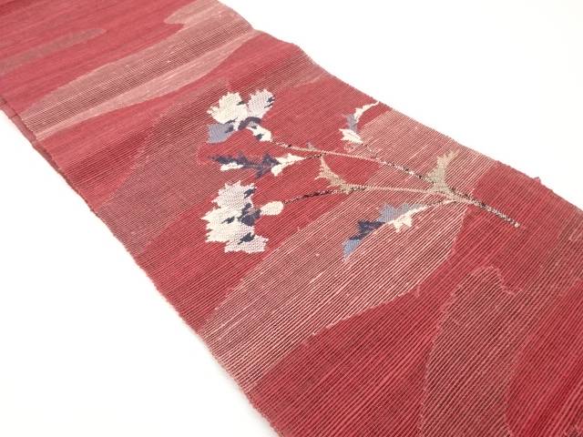 紗紬草花模様織出し名古屋帯【中古】【着】 宗sou｜お茶道具・着物　【宗 sou】