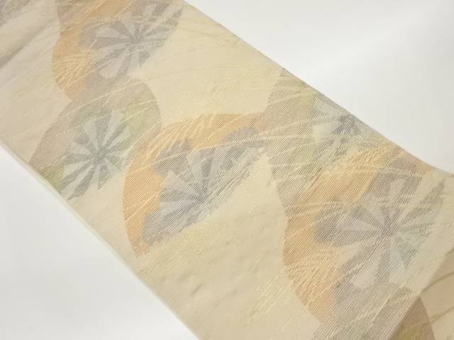 紗 片輪車にすすき模様織出し袋帯【中古】【着】 宗sou