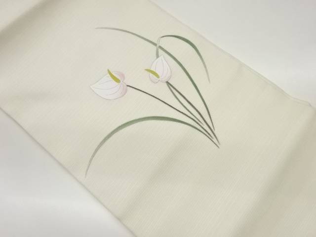 金彩手描きアンスリウム模様夏用名古屋帯【中古】【着】 宗sou|お茶道具・着物 【宗 sou】