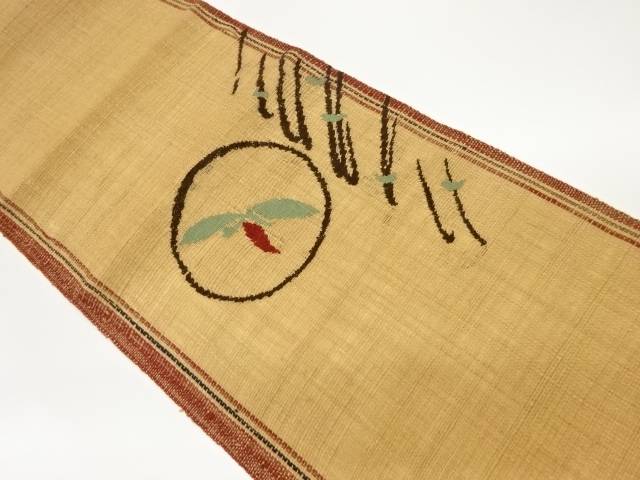 紗紬丸文に抽象植物模様織出し名古屋帯【中古】【着】 宗sou|お茶道具・着物 【宗 sou】