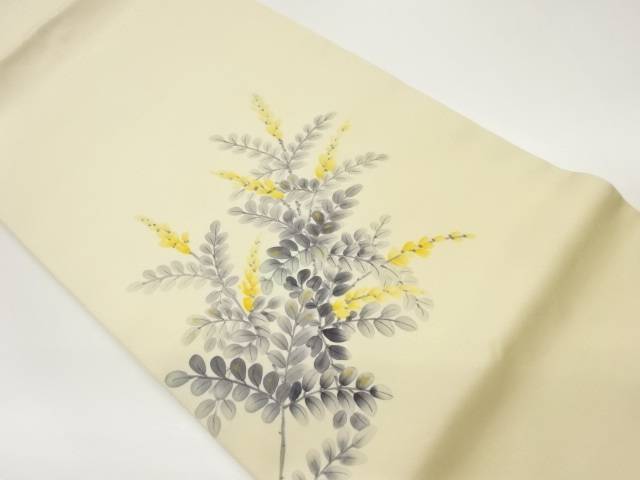 作家物 塩瀬手描き金彩萩に花模様開き名古屋帯(額縁仕立て)【中古】【着】 宗sou|お茶道具・着物 【宗 sou】