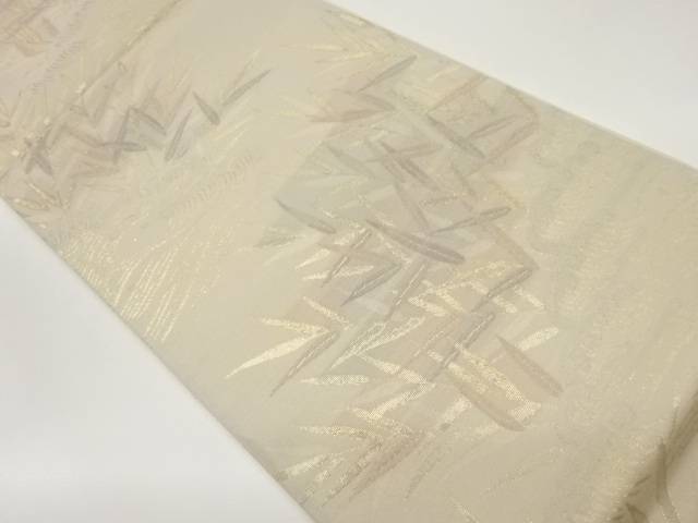 紗 荒波に葉模様織出し袋帯【中古】【着】 宗sou