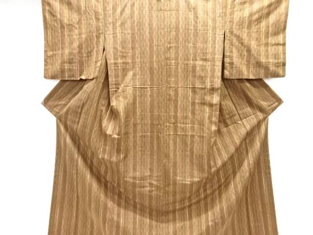 よろけ縞模様織り出し手織り紬単衣着物【中古】【着】 宗sou