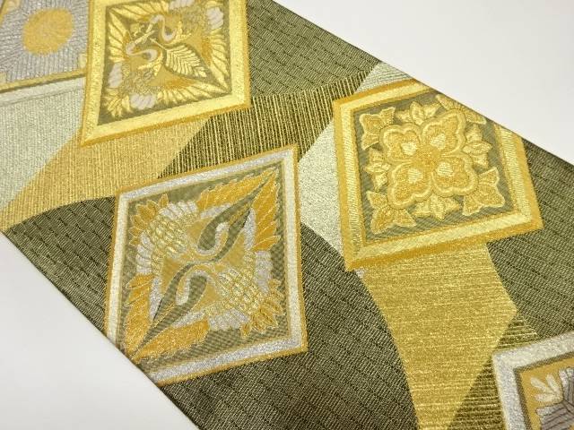 菱に向かい鶴・華文模様織出し袋帯【中古】【着】 宗sou 11,100円