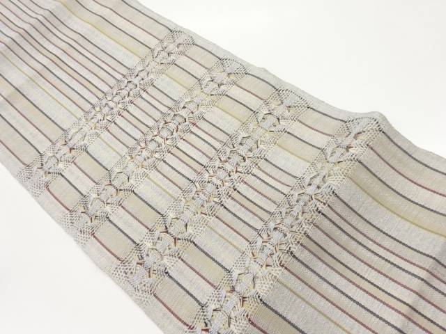 変わり織縞模様織出し名古屋帯【中古】【着】 宗sou｜お茶道具・着物　【宗 sou】