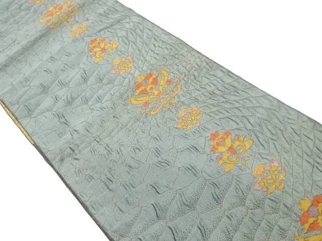 抽象草花模様織出し名古屋帯【中古】【着】 宗sou