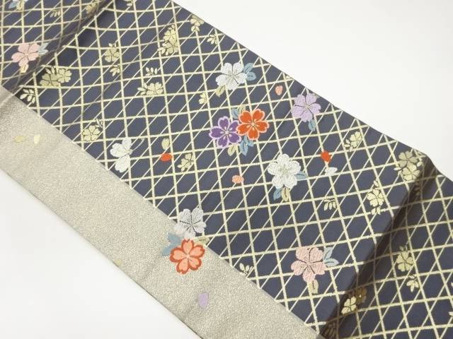 籠目に花葉模様織出し名古屋帯【中古】【着】 宗sou｜お茶道具・着物　【宗 sou】