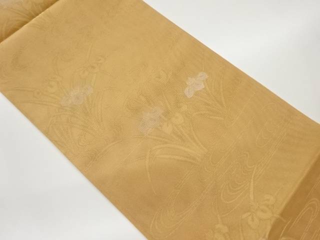 紗 金糸流水に菖蒲模様織出し袋帯【中古】【着】 宗sou