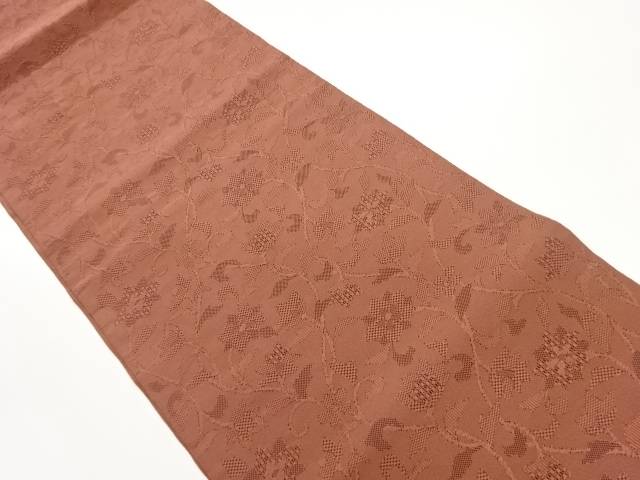 綴れ花唐草模様織出し名古屋帯【中古】【着】 宗sou