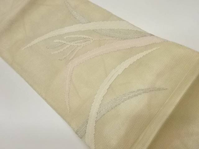 紗 植物に芝模様織出し袋帯【中古】【着】 宗sou