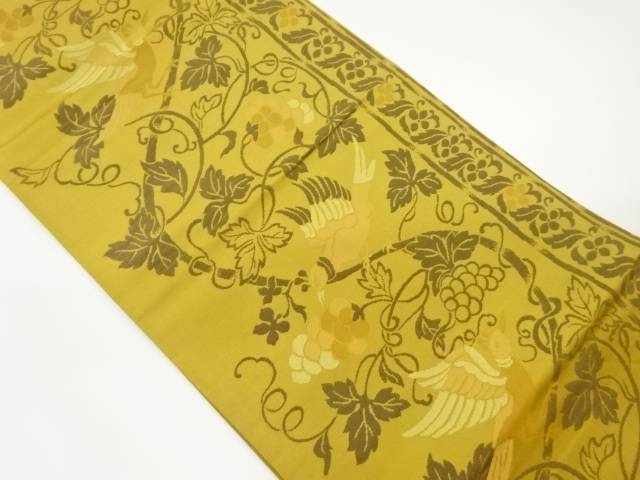 葡萄唐草に鳥模様織出し袋帯【中古】【着】 宗sou