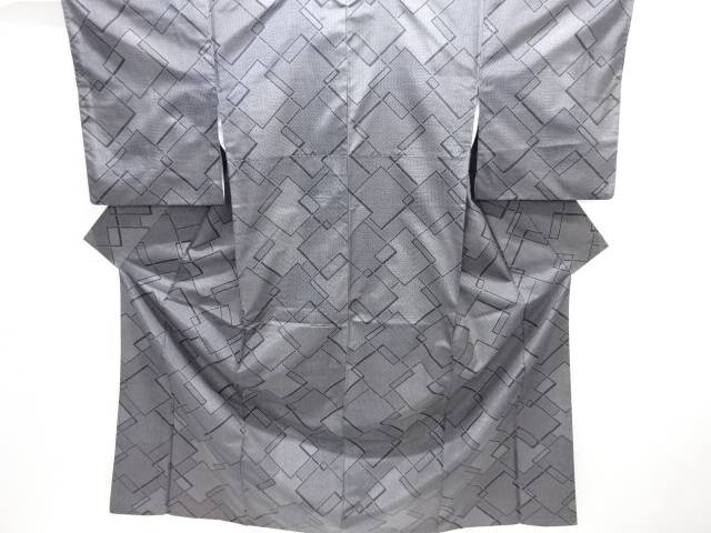 重ね色紙模様織り出し十日町紬着物【中古】【着】 宗sou
