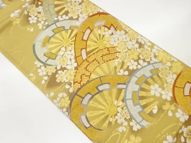 源氏車に桜模様織出し袋帯【中古】【着】 宗sou