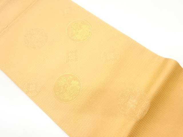 金通し花丸文に菱尽くし模様織出し袋帯【中古】【着】 宗sou
