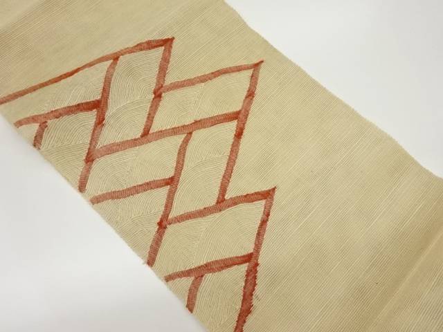 紗紬変わり菱模様名古屋帯【中古】【着】 宗sou