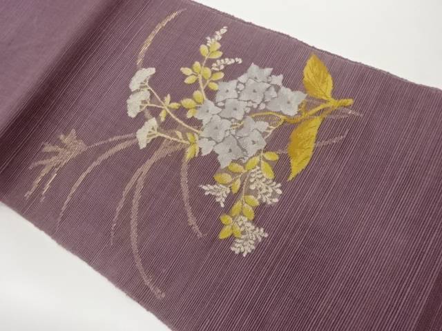 紗紬被子植物飾りつけ織出し名古屋帯【中古】【着】 宗sou