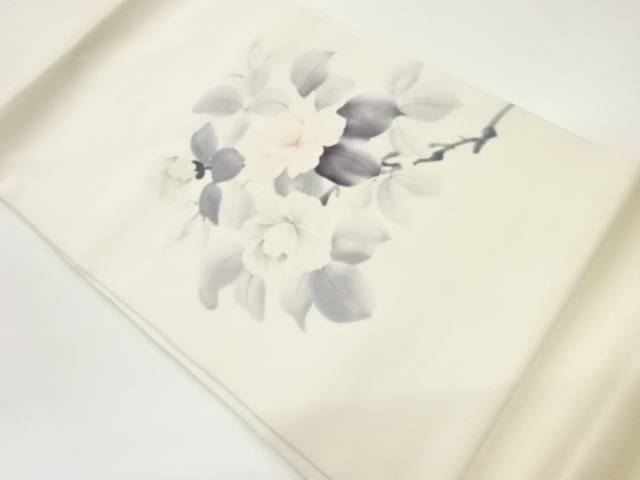 作家物　塩瀬手描き牡丹模様名古屋帯【中古】【着】 宗sou
