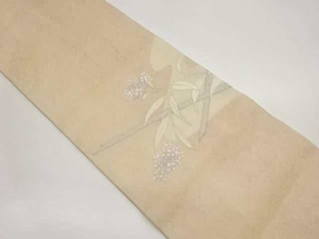 紗 竹に花々模様織出し名古屋帯（松葉仕立て）【中古】【着】 宗sou