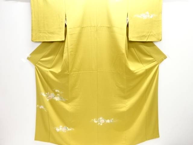 花唐草に蝶飾りつけ刺しゅう短い訪問着【中古】【着】 宗sou