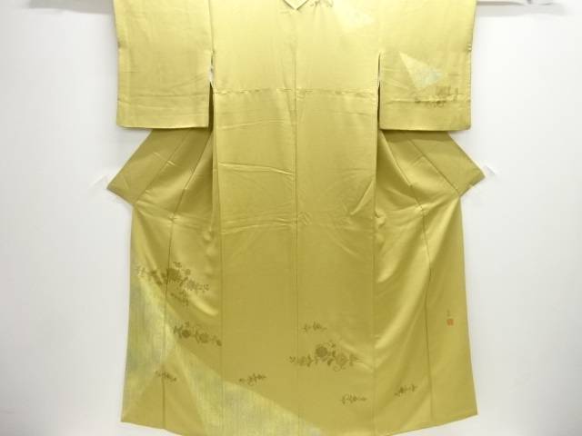 絵描き物 絞り花唐草飾りつけ短い訪問着【中古】【着】 宗sou
