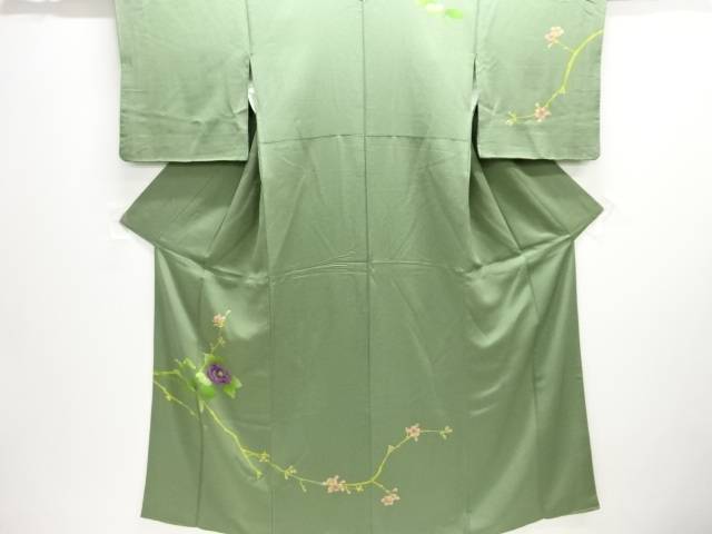 枝椿・桜飾りつけ刺しゅう短い訪問着【中古】【着】 宗sou