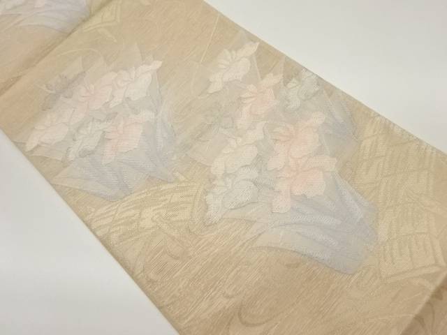紗 菖蒲に流水模様織出し袋帯【中古】【着】 宗sou｜お茶道具・着物　【宗 sou】