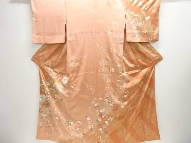 金彩顕花植物に西洋紙・雪輪飾りつけ刺しゅう短い訪問着【中古】【着】 宗sou