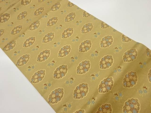 花唐草模様織出し開き名古屋帯（額縁仕立て）【中古】【着】 宗sou
