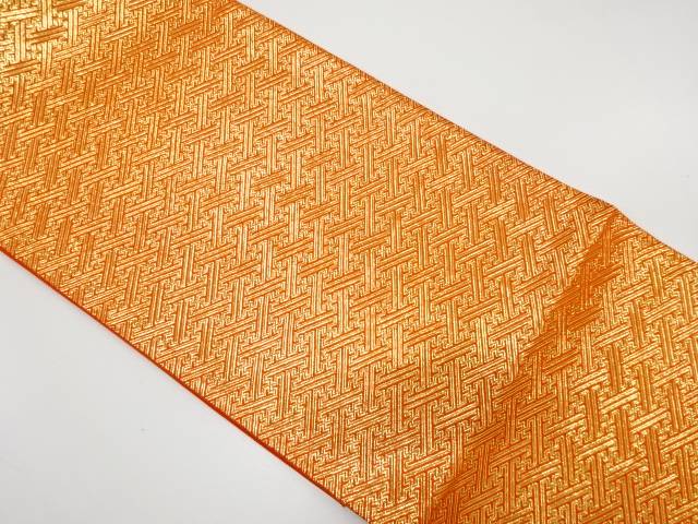 変わり網目模様織り出し　全通袋帯【中古】【着】 宗sou