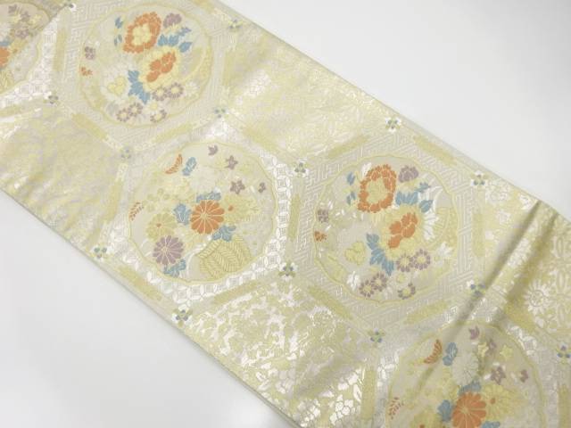 亀甲に花籠模様織出し袋帯【中古】【着】 宗sou