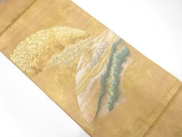 地紙に富士・松原模様織り出し袋帯【中古】【着】 宗sou