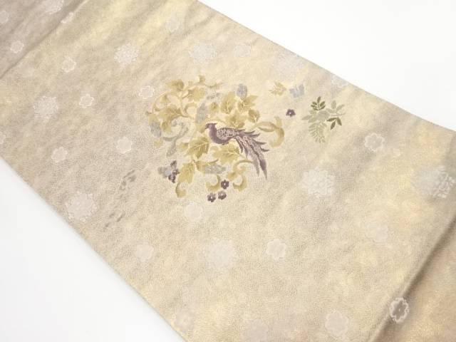 花鳥更紗模様織り出し名古屋帯【中古】【着】 宗sou