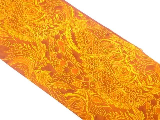 ふくれ織　更紗模様　全通袋帯【中古】【着】 宗sou