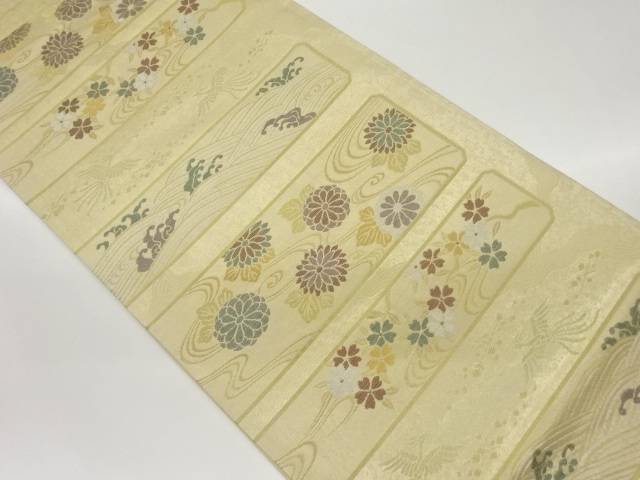 荒波に流水・花々模様織出し袋帯【中古】【着】 宗sou 9,828円