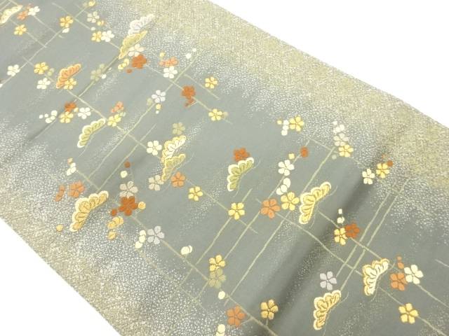 松梅模様織出し袋帯【中古】【着】 宗sou