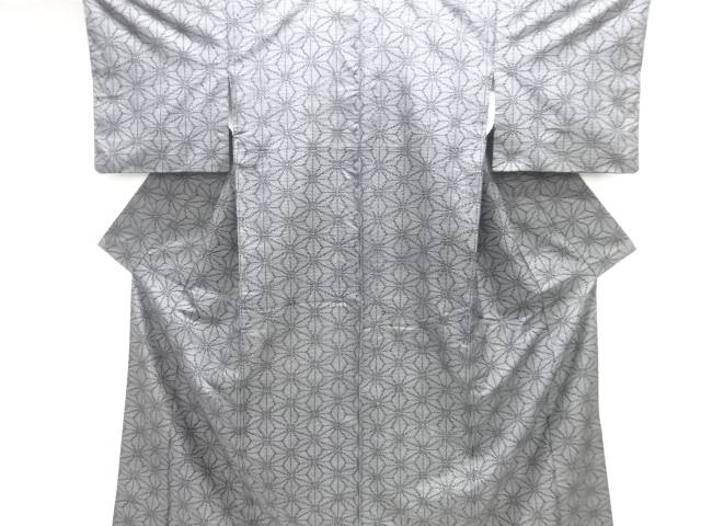 麻の葉模様織り出し十日町紬着物【中古】【着】 宗sou