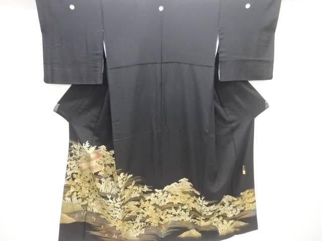 作家物　金彩屋敷に草花模様留袖(比翼付き)【中古】【着】 宗sou
