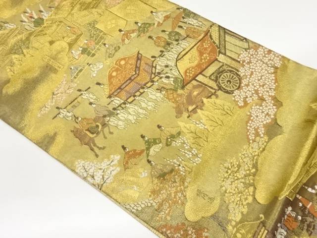 雲取りに大名行列模様織出し袋帯【中古】【着】 宗sou
