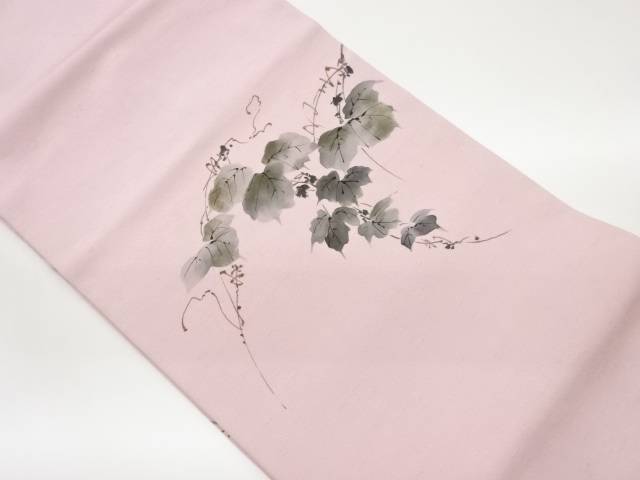 手織り紬手描き蔦模様名古屋帯【中古】【着】 宗sou｜お茶道具・着物　【宗 sou】