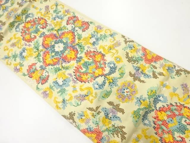 花鳥模様織出し袋帯(着用可)【アンティーク】【中古】【着】 宗sou|お茶道具・着物 【宗 sou】
